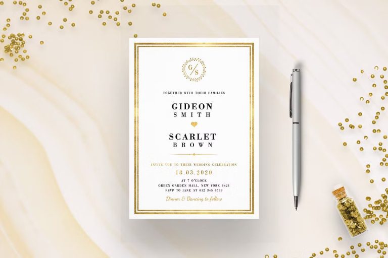 Elegant Gold Wedding Invitation Templates