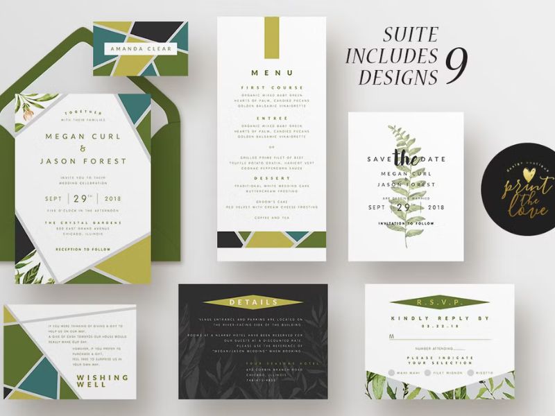 botanika greenery wedding invitation suite botanical wedding stationery