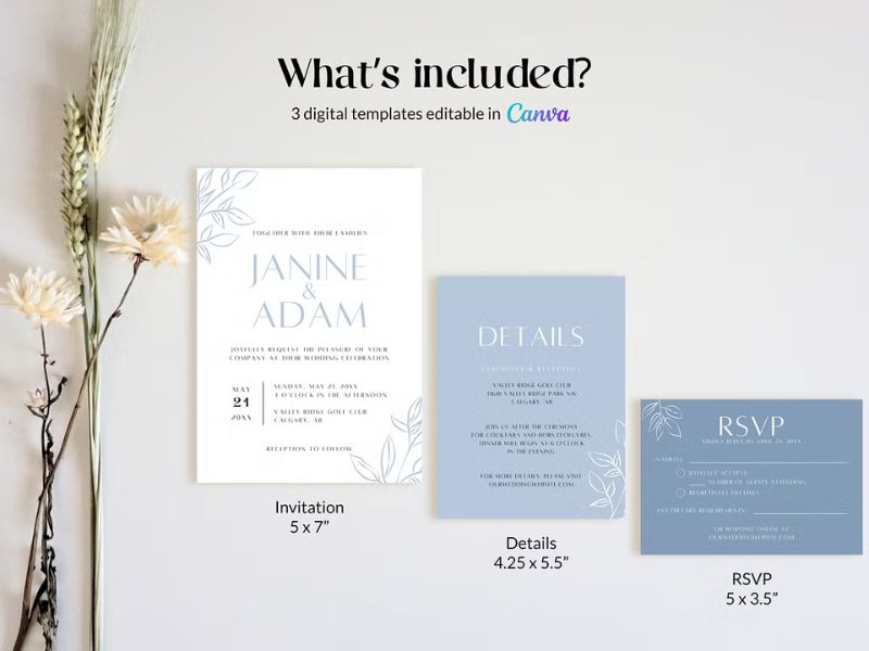 dusty blue wedding invitation suite elegant romantic design