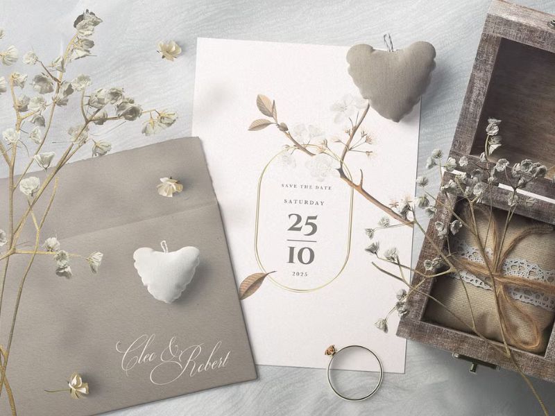 botanical floral wedding invitation template with elegant greenery  