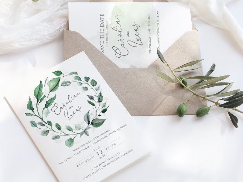 greenery wedding invitation suite botanical eucalyptus idea