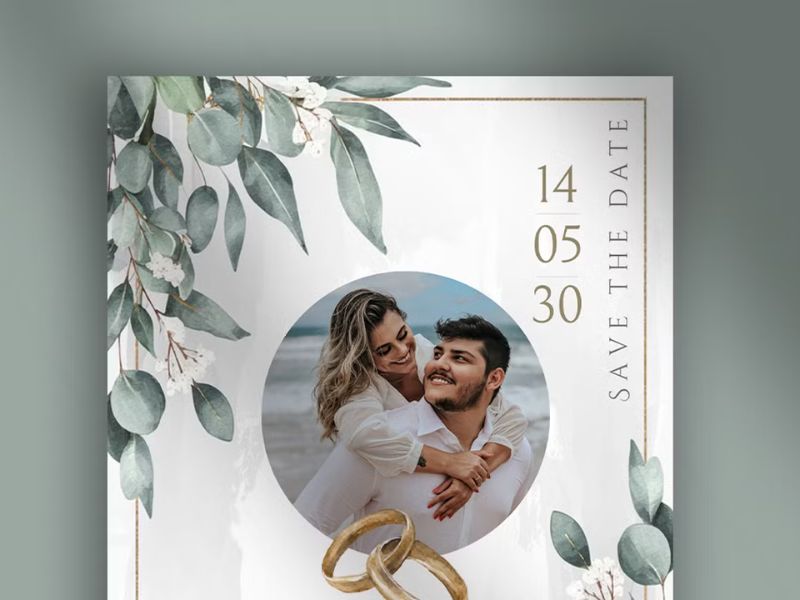 eucalyptus greenery wedding save the date card from botanical wedding invitation suite
