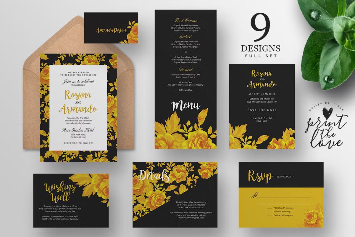 Minimalist charcoal and mint green wedding invitation with bold modern typography.