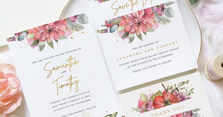 floral wedding invitation suites