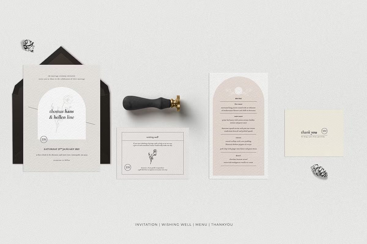Minimalist and Classy Modern Wedding Invitation Templates with Feminine Design