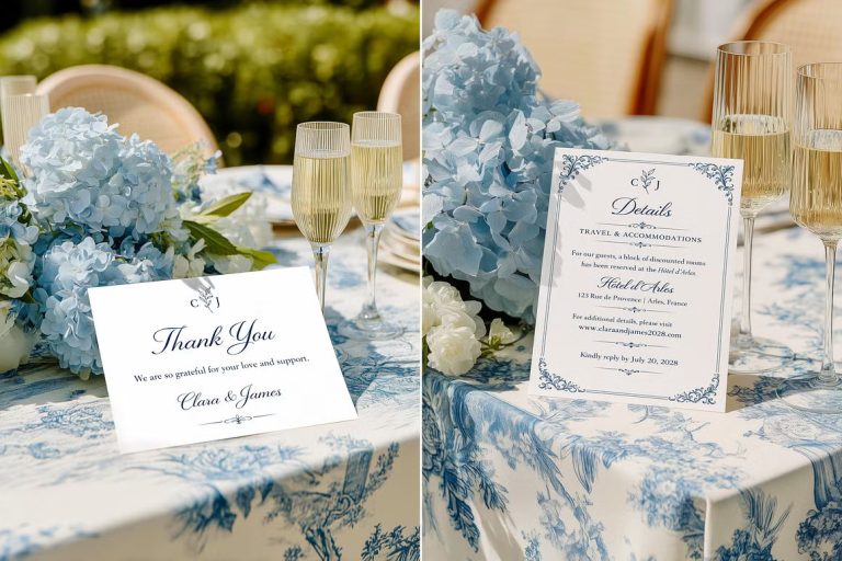 Dusty Blue Wedding Invitations Canva Template