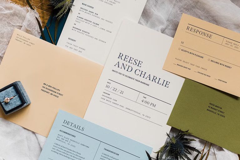 Minimalist Modern Wedding Invitation Suite with clean typography for a professional look