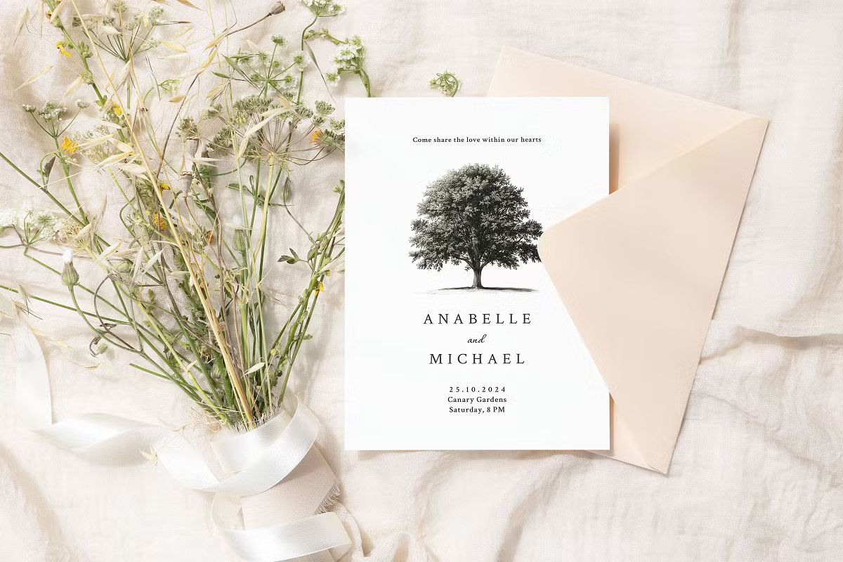 Organic Jade wedding invitation suite with soft green mineral textures by CinderHeart Designs