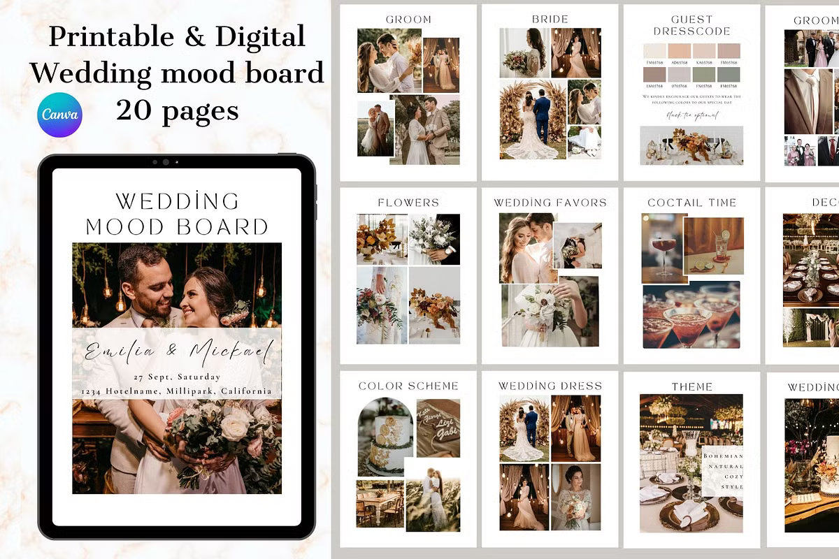 Wedding Mood Board Templates for Visual Planning