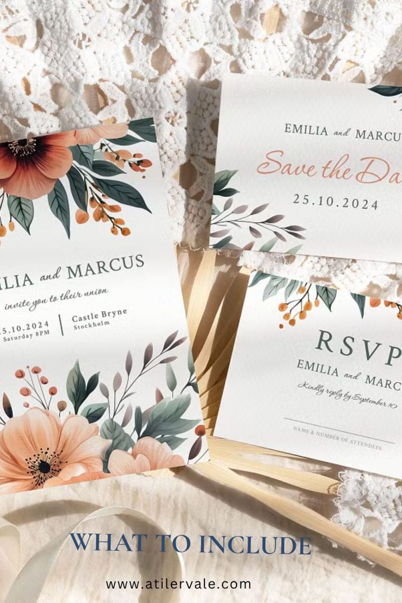 Discover what to include in your wedding invitation suite, from RSVP cards to details inserts. Explore elegant wedding stationery ideas and printable templates for a perfectly organized wedding invitation set.