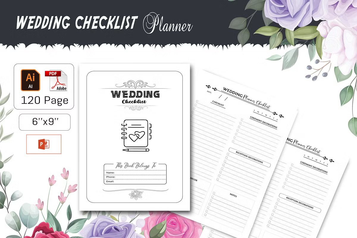 A digital wedding planner checklist displayed on a tablet, titled "The Ultimate Wedding To-Do List." The aesthetic is clean and floral, featuring categorized tasks and checkboxes to help brides stay organized during the wedding planning process.